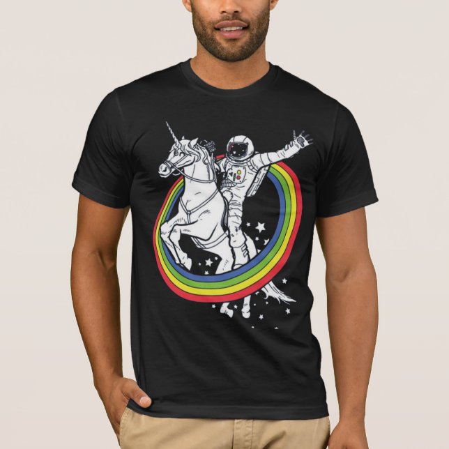 Astronaut Riding Enhörning T-Shirt (Framsida)