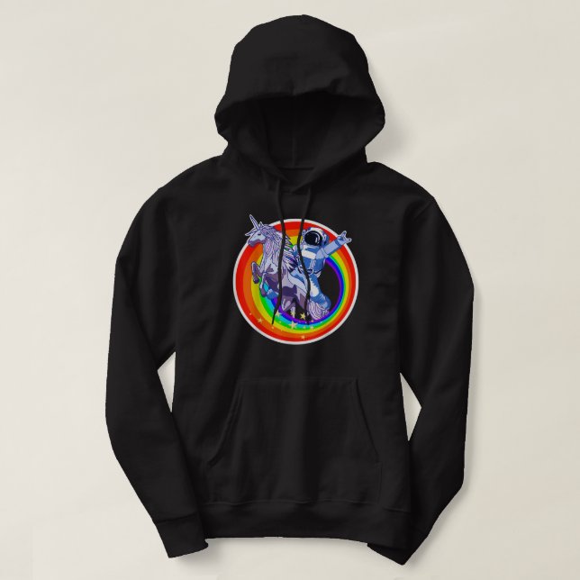 Astronaut Riding Rainbow Unicorn NASA LGBT Spacema Hoodie (Design framsida)