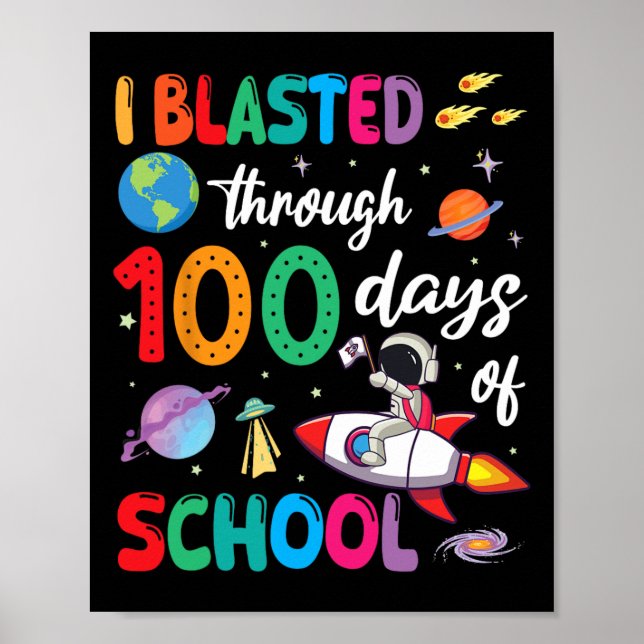 Astronaut Riding Rocket I blastade under 100 dagar Poster (Framsidan)