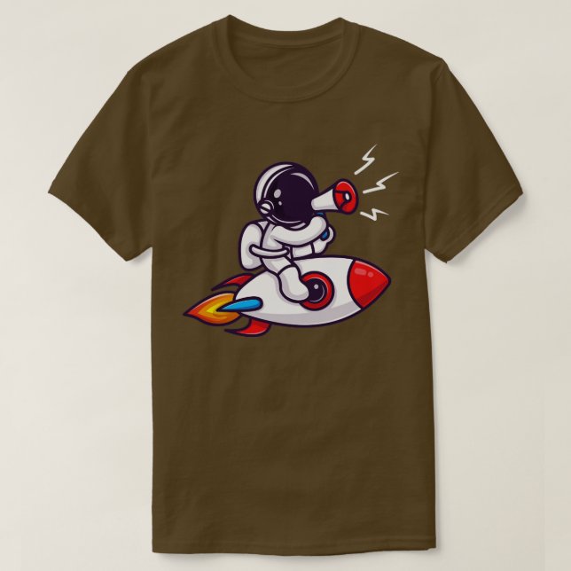 Astronaut Riding Rocket med högtalarTecknad T Shirt (Design framsida)