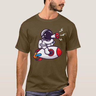 Astronaut Riding Rocket med högtalarTecknad T Shirt
