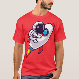Astronaut Riding Rocket Tecknad1 T Shirt