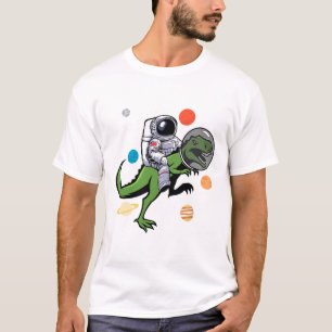 Astronaut Riding T Rex Dinosaur Astro Space Shirt