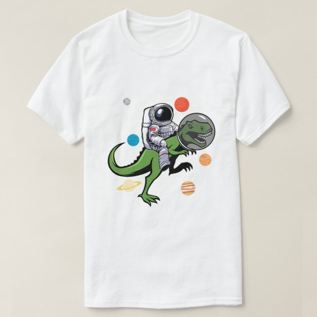 Astronaut Riding T Rex Dinosaur Astro Space T Shirt (Design framsida)
