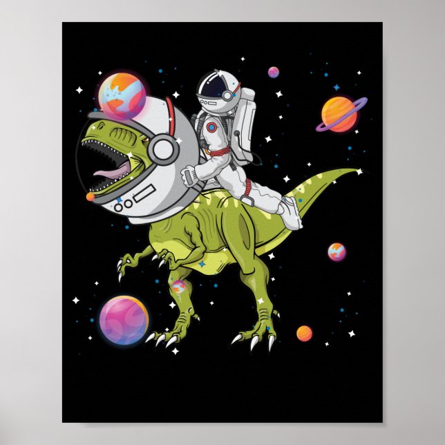 Astronaut Riding T-Rex Dinosaur Astro T-Rex Poster (Framsidan)