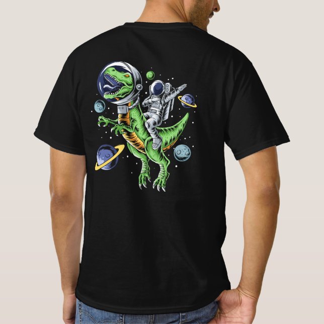 Astronaut Riding T-Rex Dinosaur Astro T-Rex Space T Shirt (Baksida)