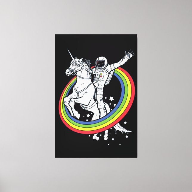 Astronaut Riding Unicorn Canvastryck (Framsida)