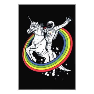 Astronaut Riding Unicorn Fototryck
