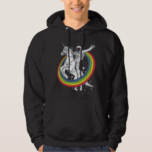 Astronaut Riding Unicorn, Funny Rymden Hoodie