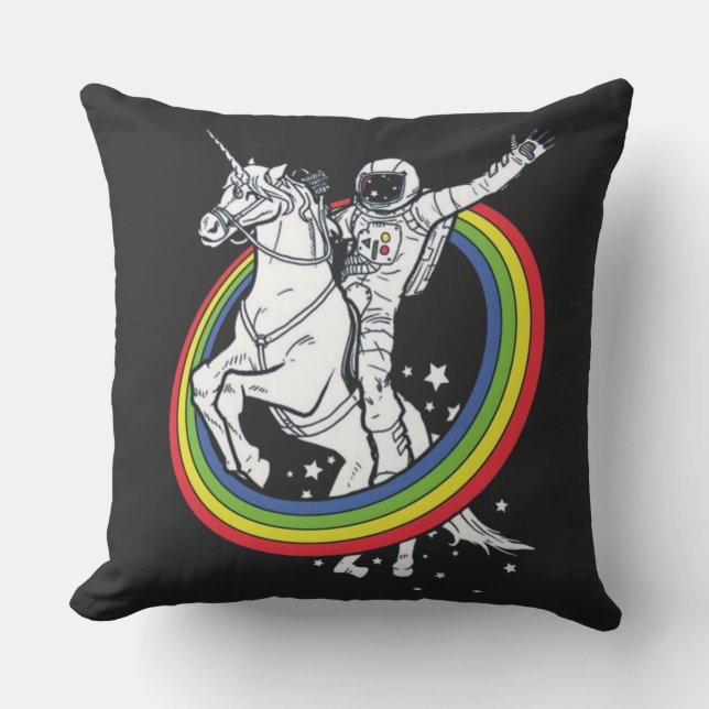 Astronaut Riding Unicorn Kudde (Framsida)