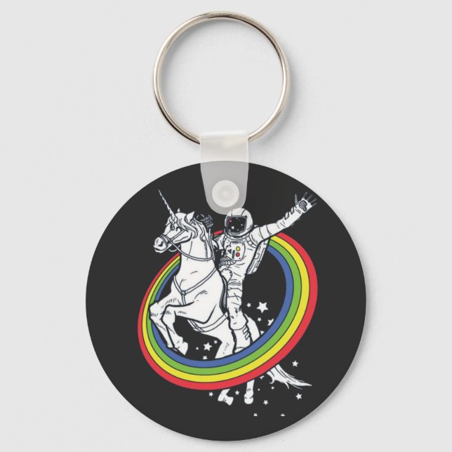 Astronaut Riding Unicorn Nyckelring (Framsida)