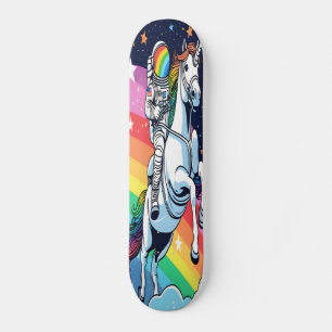 Astronaut Riding Unicorn Rainbow Board, Designer Mini Skateboard Bräda 18,5 Cm