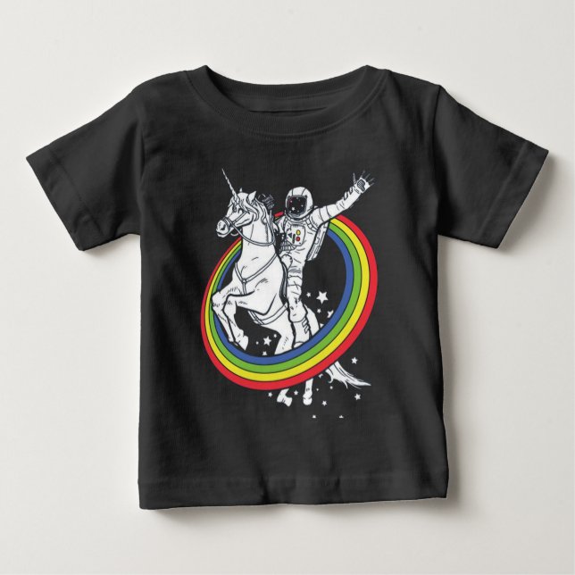 Astronaut Riding Unicorn T Shirt (Framsida)