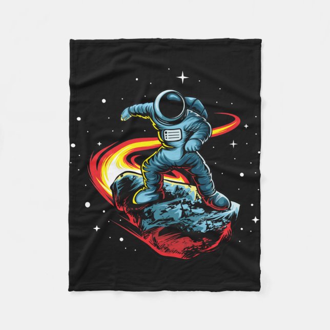 Astronaut Ridning En Meteor Fleecefilt (Framsidan)