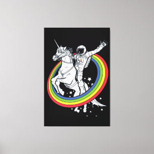 Astronaut Ridning Enhörning  Canvastryck