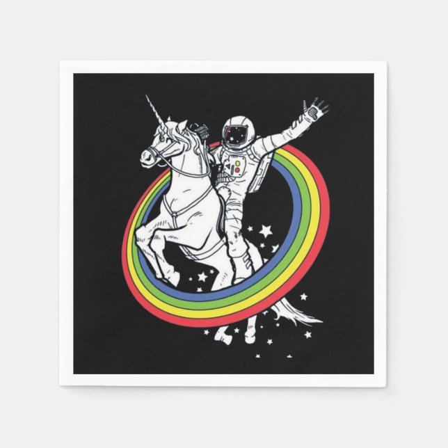 Astronaut Ridning Enhörning Pappersservett (Framsidan)