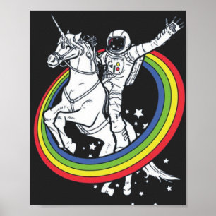 Astronaut Ridning Enhörning Poster