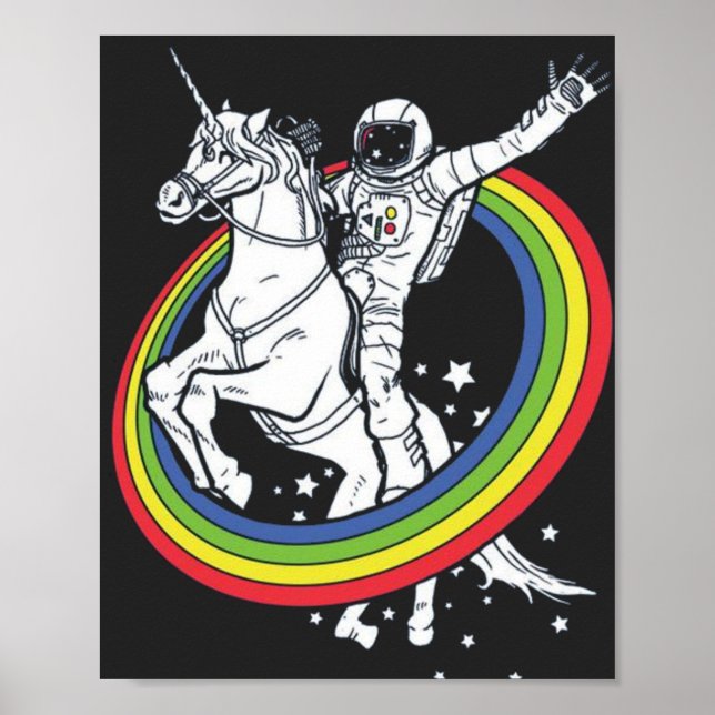 Astronaut Ridning Enhörning  Poster (Framsidan)
