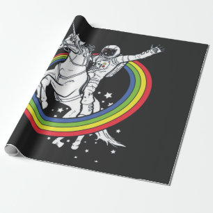 Astronaut Ridning Enhörning Presentpapper