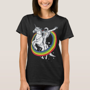 Astronaut Ridning Enhörning T Shirt