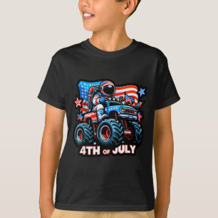 Astronaut Ridning Monster Truck 4:e Juli T Shirt