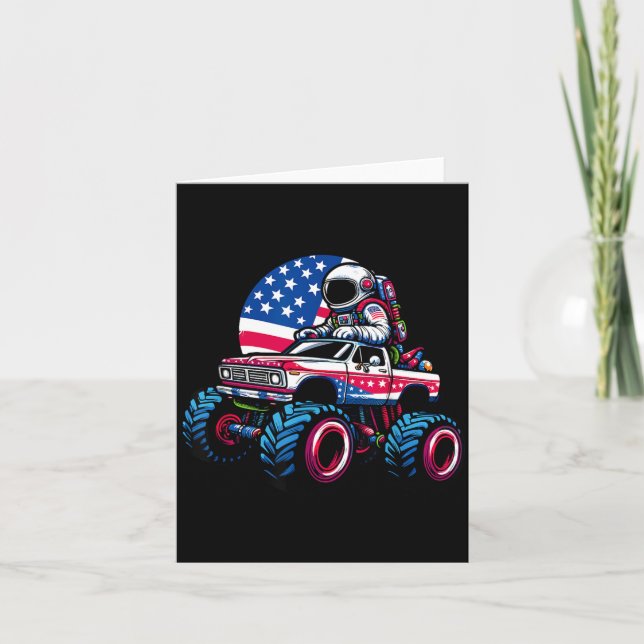 Astronaut Ridning Monstertruck 4:e Juli Kort (Framsida)