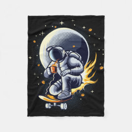 Astronaut Ridning Skateboard Med Kaffe Fleecefilt