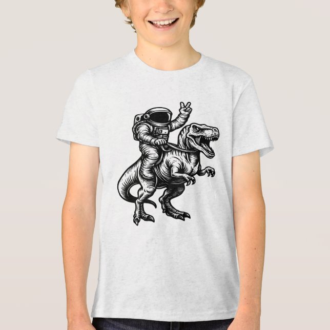Astronaut Ridning T Rex Shirt (Framsida)