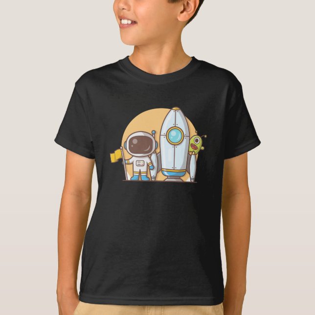 Astronaut Rocket Frakt Alien T-Shirt (Framsida)