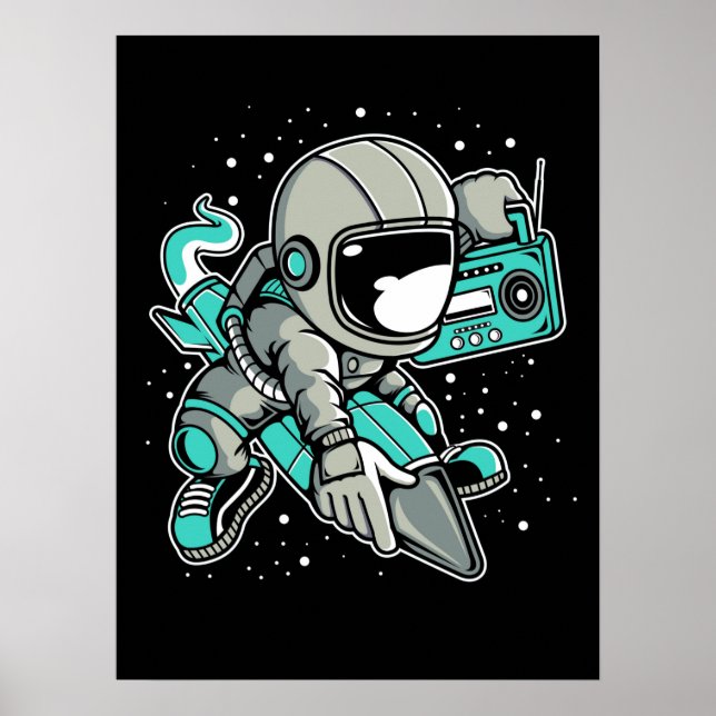 Astronaut Rocket Ride och Tunes Poster (Framsidan)
