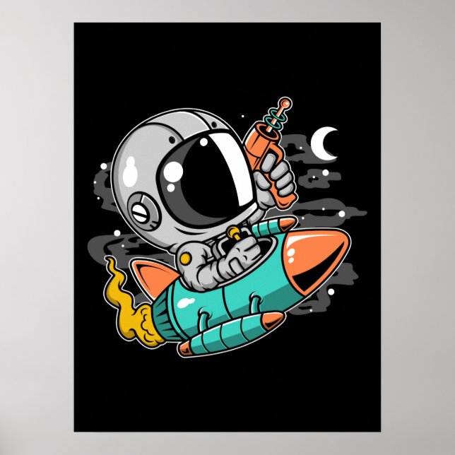 Astronaut Rocket Riding Poster (Framsidan)