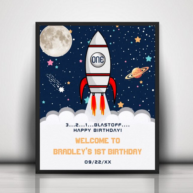 Astronaut Rocket Rymden 1:a födelsedag Poster (Skapare uppladdad)