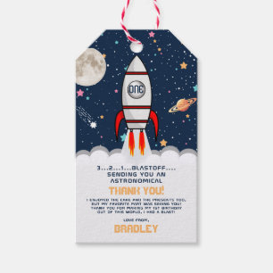 Astronaut Rocket Rymden 1:a födelsedag Presentetikett