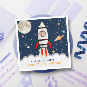 Astronaut Rocket Rymden 1:a födelsedagsfoto Pappersservett