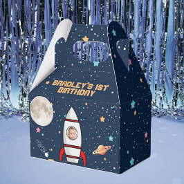 Astronaut Rocket Rymden 1:a födelsedagsfoto Presentaskar