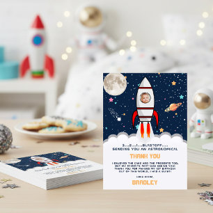 Astronaut Rocket Rymden 1:a födelsedagsfoto Tack Kort