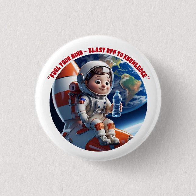 "Astronaut Rocket Space Button Knapp (Framsida)