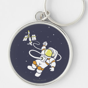 Astronaut Rund Silverfärgad Nyckelring