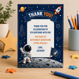 Astronaut Rymd Barn Födelsedag Tack Kort