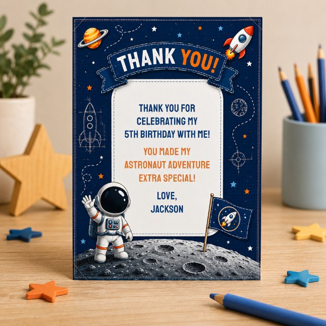 Astronaut Rymd Barn Födelsedag Tack Kort (Skapare uppladdad)
