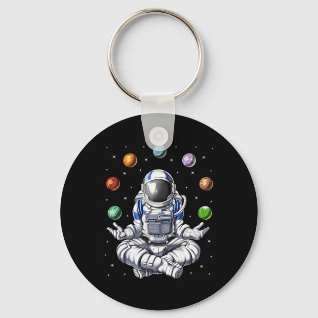 Astronaut Rymd Planeter Meditation Yoga Andlig  Nyckelring (Framsida)