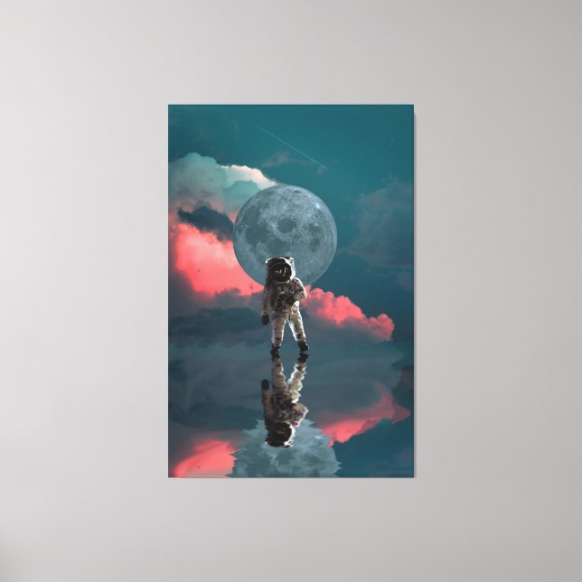 ASTRONAUT RYMDART PRINT 3 PANEL STRETCHED CANVAS (Framsida)