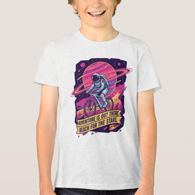 Astronaut Rymdcykling Äventyr Ungdom T Shirt (Framsida)