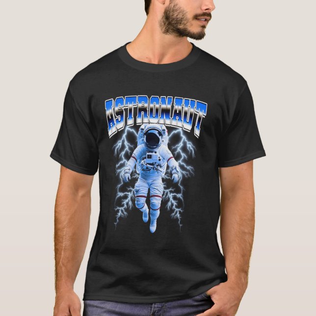 Astronaut Rymden 90s Bootleg Stil T Shirt (Framsida)