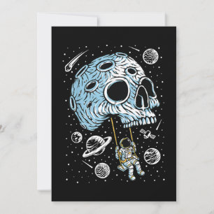Astronaut Rymden Art Teckning Skull Måne Galax Inbjudningar