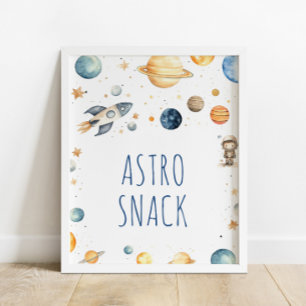 Astronaut Rymden Astro Snacks Birthday Poster