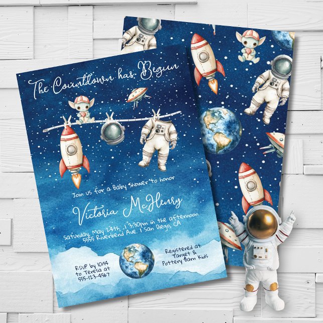 Astronaut Rymden Babykläder Inbjudningar (Skapare uppladdad)