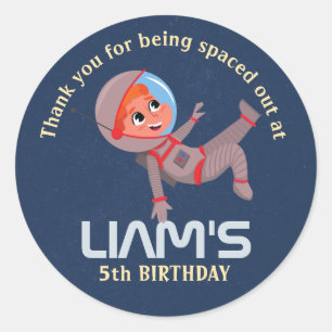 Astronaut Rymden Barn Birthday Runt Klistermärke