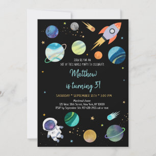 Astronaut Rymden Birthday Inbjudningar