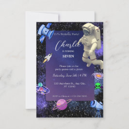 Astronaut Rymden Birthday Inbjudningar